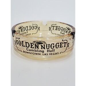 Vintage‎ Golden Nugget Gambling Hall Las Vegas Amber Glass Ashtray Casino 3.75"